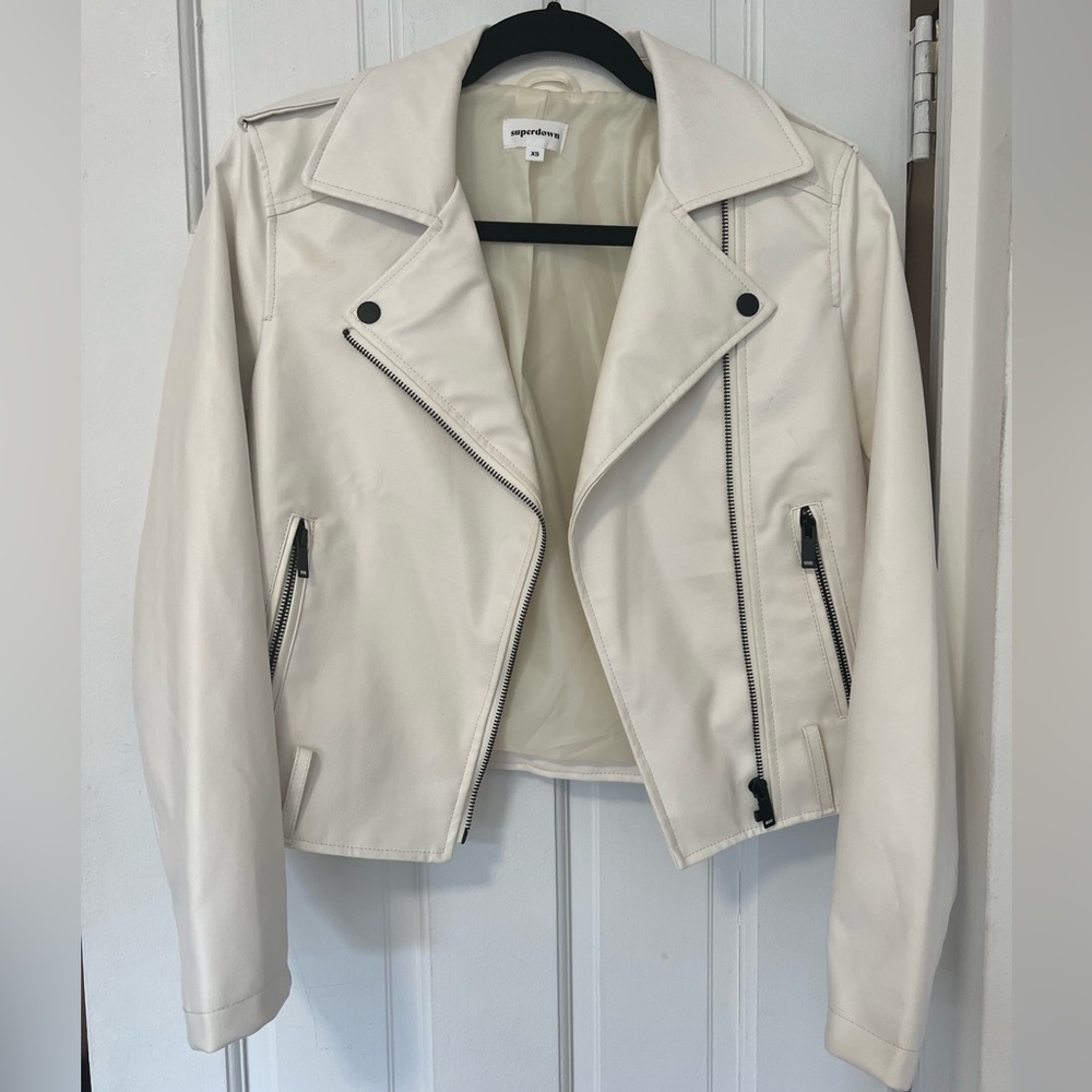 Brand New Superdown Kailey Moto Jacket in White - Size XS